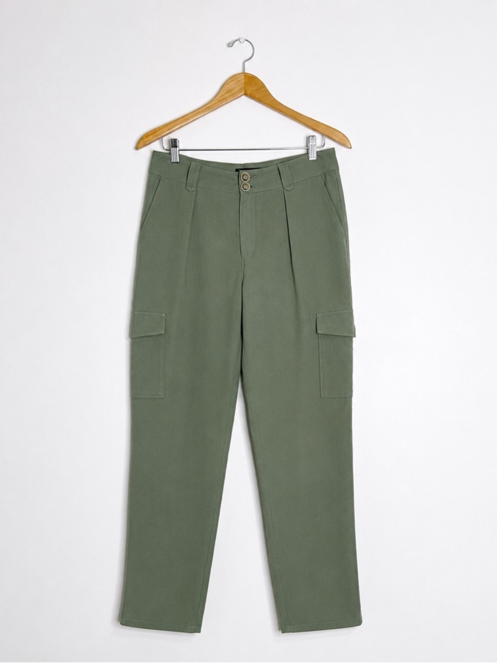PAIGE Becca Soft Twill Cargo Pants Size 6 Laurel Green High Rise Tapered